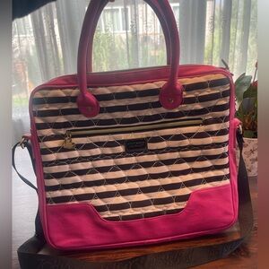 Betsey Johnson Pink and Black Quilted Laptop Bag